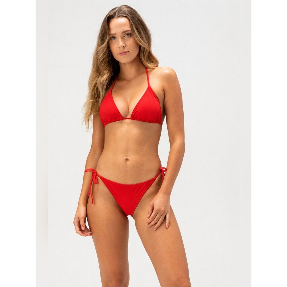 New FULL TILT Tie Side Cheeky Red Swim Bikini Bottoms Triangle Top Bra Size S